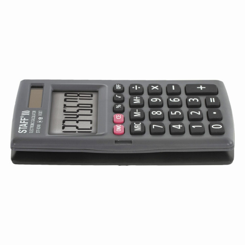 Калькулятор карманный STAFF, 104х63 мм, 8 разрядов, двойное питание фото 3