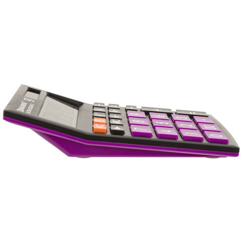 Калькулятор настольный BRAUBERG, 192x143 мм, 12 разрядов, двойное питание, черно-фиолетовый фото 10