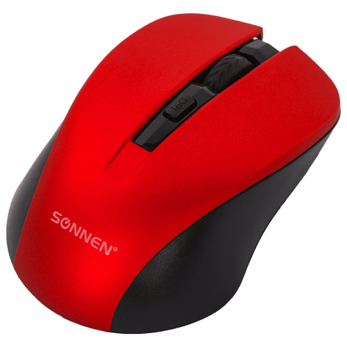 Мышь беспроводная с бесшумным кликом SONNEN V18, USB, 800/1200/1600 dpi, 4 кнопки, красная фото 9