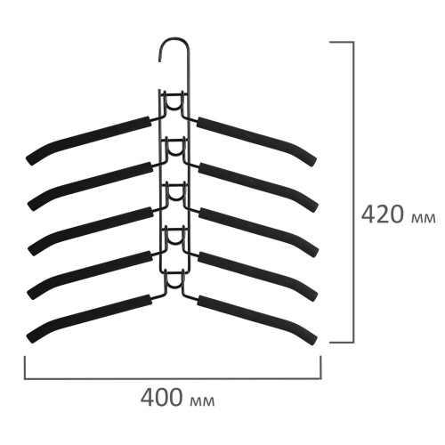 Вешалка-плечики трансформер BRABIX, 5 плечиков, металл с покрытием, черные фото 4