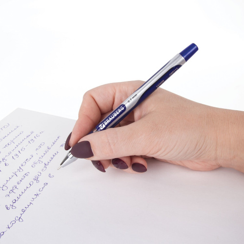 Ручка шариковая масляная с грипом BRAUBERG "Sigma Plus", печать, линия письма 0,35 мм, синяя фото 4