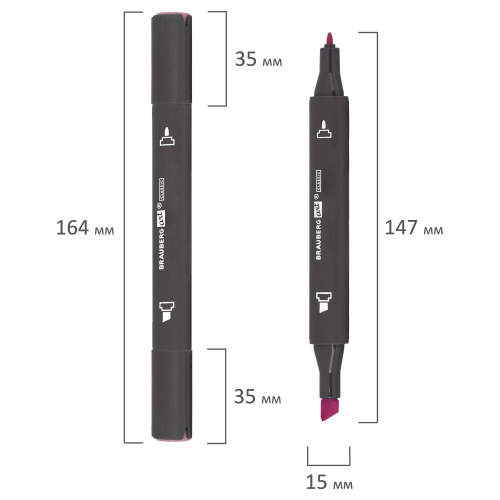 Маркер для скетчинга двусторонний BRAUBERG ART CLASSIC, 1 мм-6 мм , пастельный розовый фото 4