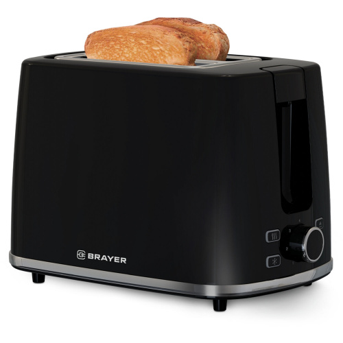 Тостер BRAYER BR2108, 930 Вт, 2 тоста, 7 режимов, пластик, черный фото 4