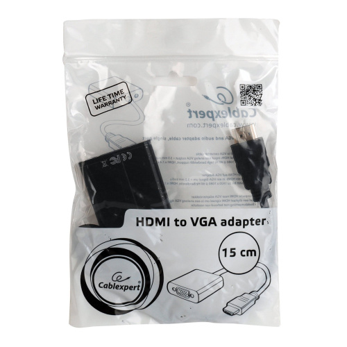 Кабель-переходник CABLEXPERT, HDMI-VGA, 15 см, M-F, для передачи аналогового видео фото 2