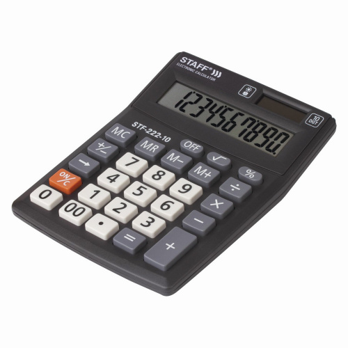 Калькулятор настольный STAFF, 138x103 мм, 10 разрядов, двойное питание фото 9