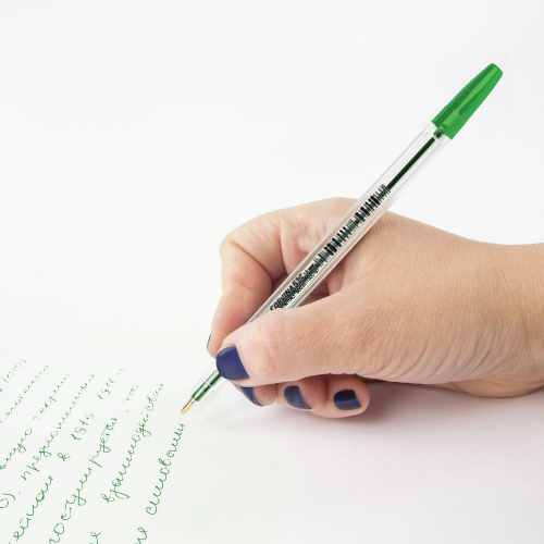 Ручка шариковая CORVINA "51 Classic", корпус прозрачный, узел 1 мм, линия письма 0,7 мм, зеленая фото 4