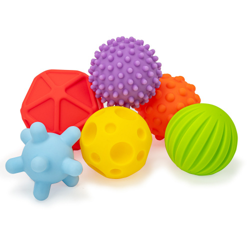 Тактильные мячики, сенсорные игрушки ЮНЛАНДИЯ, 6 штук, d 60-80 мм, развивающие фото 6
