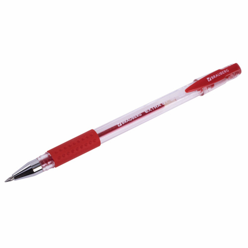 Ручка гелевая с грипом BRAUBERG "EXTRA GT", КРАСНАЯ, стандартный узел 0,5 мм, линия 0,35 мм, 143920 фото 5