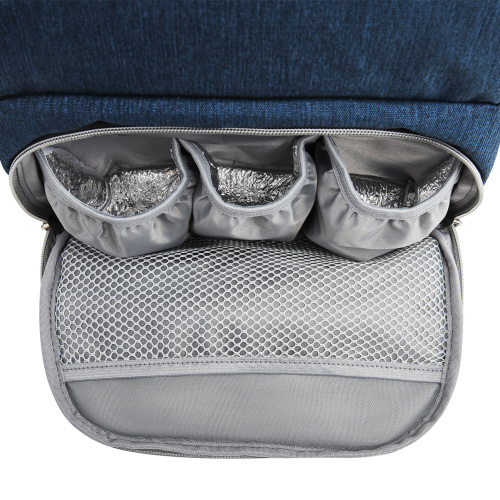 Рюкзак для мамы BRAUBERG MOMMY, 40x26x17 см, с ковриком, крепления на коляску, термокарманы, синий фото 4