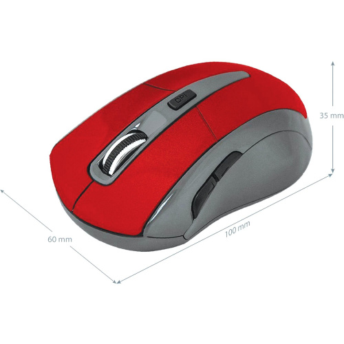 Мышь беспроводная DEFENDER ACCURA MM-965, USB, 5 кнопок + 1 колесо-кнопка, оптическая, красно-серая фото 2