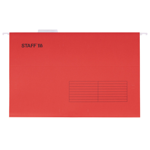 Подвесные папки STAFF, A4/Foolscap (404х240мм) до 80 л., КОМПЛЕКТ 10 шт., красные, картон фото 2