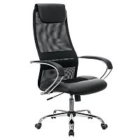 Кресло офисное BRABIX PREMIUM "Stalker EX-608 CH", хром, ткань-сетка/кожзам, черное