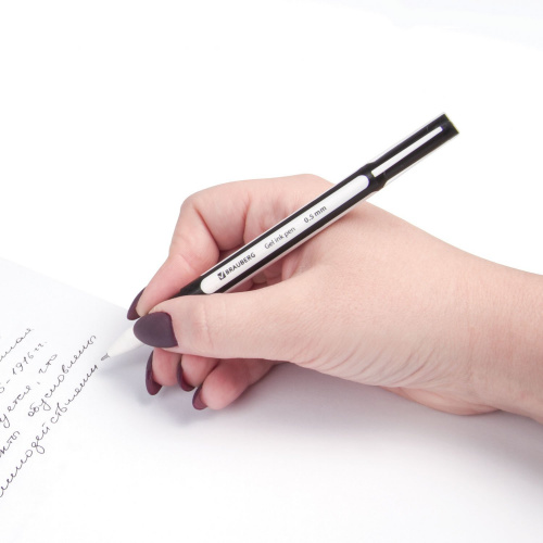 Ручка гелевая с грипом BRAUBERG "Contact", корпус черный, узел 0,5 мм, линия письма 0,35 мм, черная фото 4