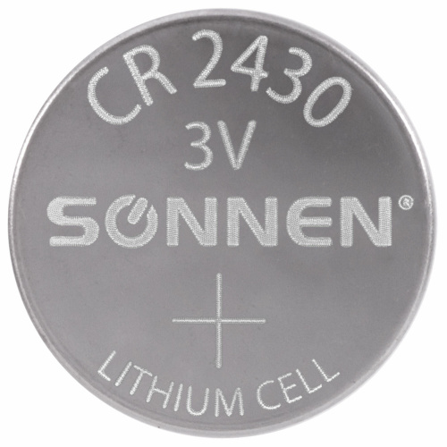 Батарейка литиевая CR2430 1 шт. "таблетка, дисковая, кнопочная" SONNEN Lithium, в блистере, 455600 фото 4