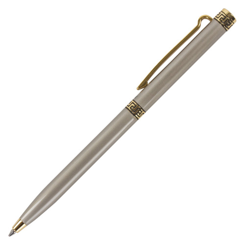 Ручка подарочная шариковая GALANT "Brigitte", тонкий корпус, серебристый, золотистые детали, синяя фото 9