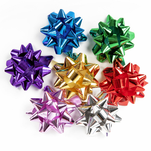 Бант-звезда ЗОЛОТАЯ СКАЗКА, d = 4,3 см для подарка, 70 шт., металлизированные цвета ассорти фото 5