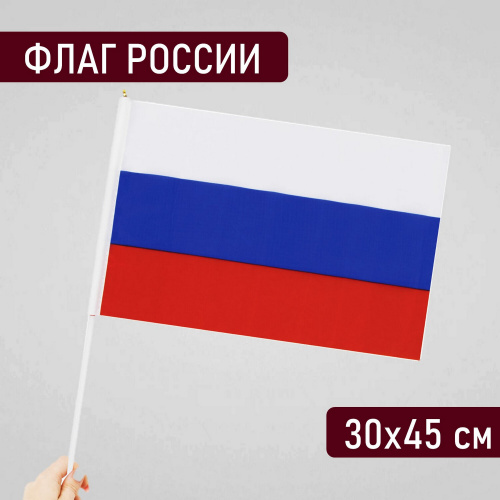 Флаг России BRAUBERG, ручной, 30х45 см, без герба, с флагштоком фото 9