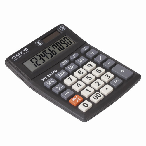 Калькулятор настольный STAFF, 138x103 мм, 10 разрядов, двойное питание фото 10