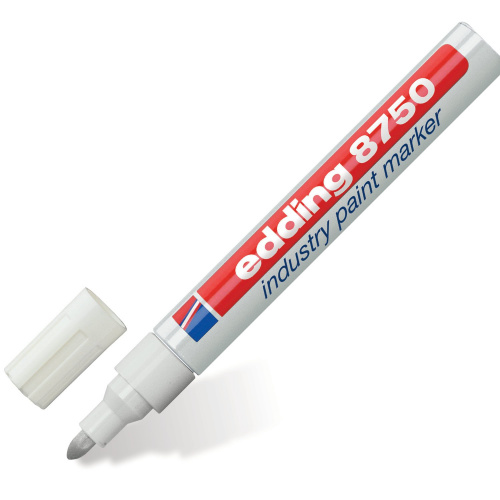 Маркер-краска лаковый (paint marker) EDDING "8750", круглый наконечник, алюминиевый корпус, белый