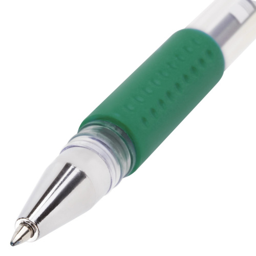 Ручка гелевая с грипом STAFF "EVERYDAY", корпус прозрачный, линия письма 0,35 мм, зеленая фото 9
