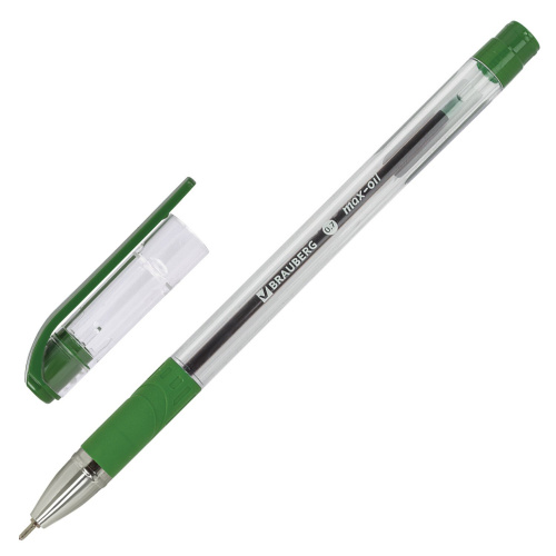 Ручка шариковая масляная с грипом BRAUBERG "Max-Oil", линия письма 0,35 мм, зеленая фото 2