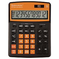 Калькулятор настольный BRAUBERG, 206x155 мм, 12 разрядов, двойное питание, черно-оранжевый
