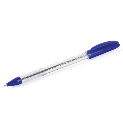 Ручка шариковая масляная ОФИСМАГ, корпус прозрачный, линия письма 0,35 мм, синяя фото 5
