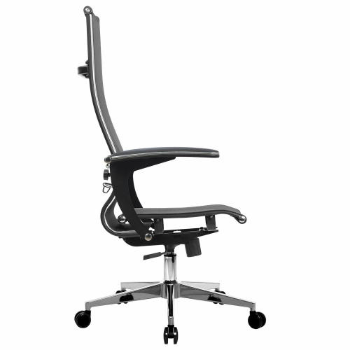 Кресло офисное МЕТТА "К-7-Т" хром, прочная сетка, сиденье и спинка регулируемые, черное фото 9