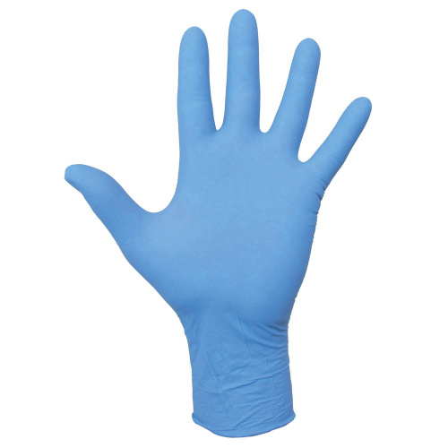Перчатки нитриловые многоразовые LAIMA, 5 пар, L, голубые фото 2