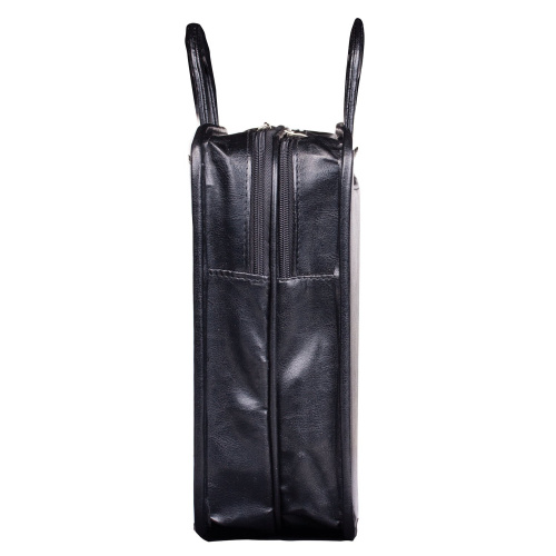 Портфель АЛЕКС "Карьера", 36х31х7 см, искусственная кожа, 2 отделения, на молнии, черный фото 2