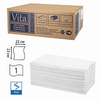Полотенца бумажные VITA ЭКОНОМ, 250 шт., 22х23 см, 1-слой, серые, 20 пачек, V-сложение