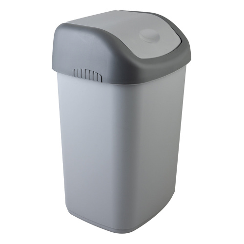 Ведро-контейнер для мусора, 55х30х28 см, 14 л, с крышкой, серое фото 5