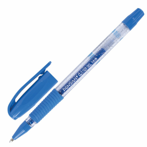 Ручка гелевая PENSAN "Glitter Gel", чернила с блестками, линия письма 0,5 мм, дисплей, черная фото 2