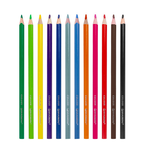 Карандаши цветные BRAUBERG PREMIUM, 12 цветов, трехгранные, грифель мягкий 3,3 мм фото 10