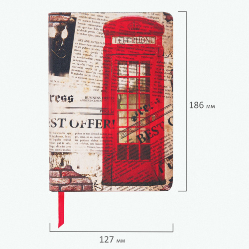 Ежедневник недатированный B6 (127х186 мм), BRAUBERG VISTA, под кожу, 136 л., "Good old England" фото 5