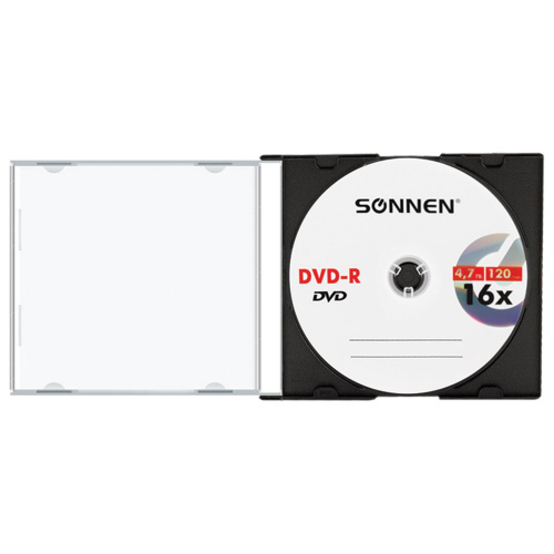 Диск DVD-R SONNEN, 4,7 Gb, 16x, Slim Case фото 2