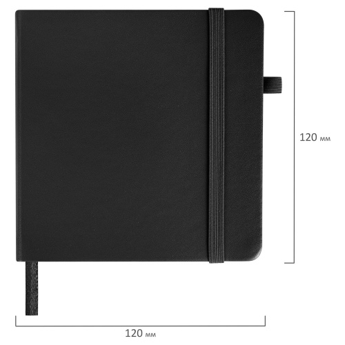 Скетчбук, черная бумага 140 г/м2 120х120 мм, 80 л., КОЖЗАМ, резинка, карман, BRAUBERG ART, черный фото 10