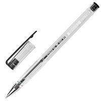 Ручка гелевая STAFF "Basic", черная, корпус прозрачный, хромированные детали, линия письма 0,35 мм