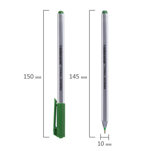 Ручка шариковая масляная PENSAN "Triball", трехгранная, линия письма 0,5 мм, зеленая фото 8