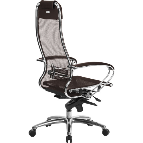 Кресло офисное МЕТТА "SAMURAI" S-1.04, сверхпрочная ткань-сетка, темно-коричневое фото 5
