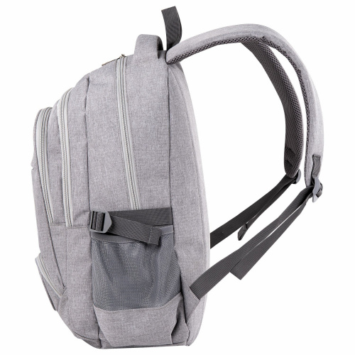 Рюкзак BRAUBERG, 46х31х18 см, универсальный, 3 отделения, светло-серый фото 6