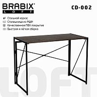 Стол на металлокаркасе BRABIX "LOFT CD-002", 1000х500х750 мм, складной, цвет морёный дуб