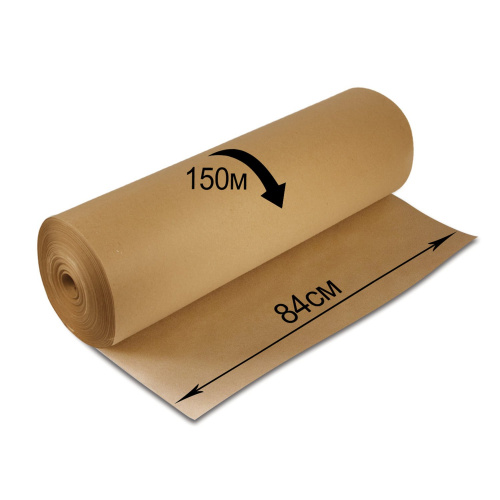 Крафт-бумага в рулоне BRAUBERG, 840 мм x 150 м, плотность 78 г/м2, марка А