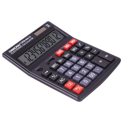 Калькулятор настольный ОФИСМАГ, 199x153 мм, 12 разрядов, двойное питание, черный фото 3
