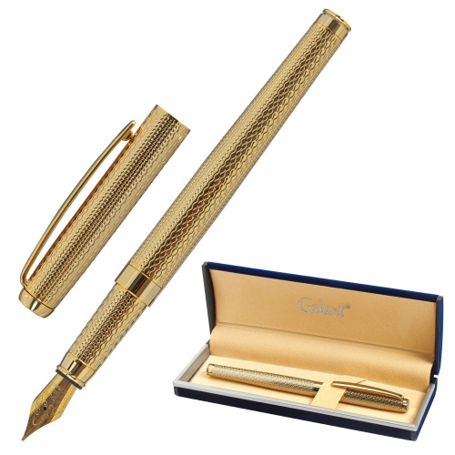 Ручка подарочная перьевая GALANT "VERSUS", корпус золотистый, детали золотистые, синяя