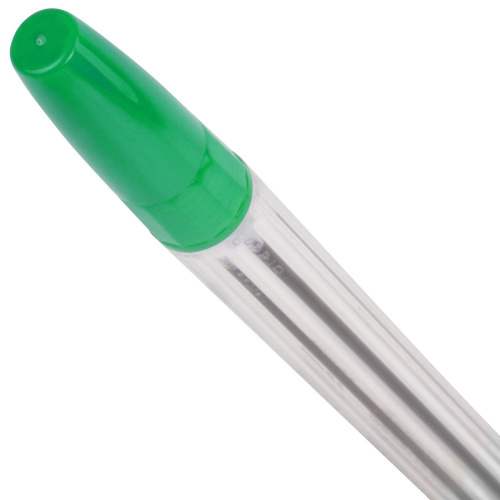 Ручка шариковая BRAUBERG "Line", корпус прозрачный, линия письма 0,5 мм, зеленая фото 2