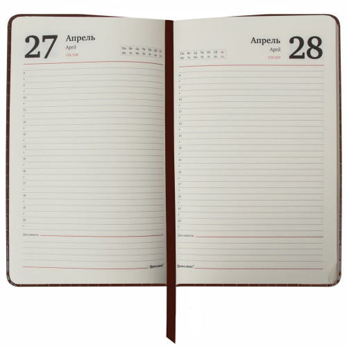 Ежедневник полудатированный BRAUBERG, А5, 148х218 мм, под кожу, 208 л., коричневый фото 10