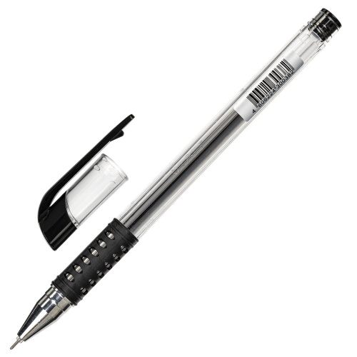 Ручка гелевая с грипом STAFF Basic Needle, линия письма 0,35 мм, черная фото 8