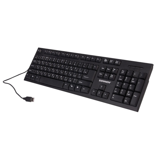 Клавиатура проводная SONNEN KB-330,USB, 104 клавиши, классический дизайн, черная фото 4