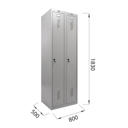 Шкаф металлический для одежды BRABIX "LK 21-80", 2 секции, 1830х800х500 мм, 37 кг, усиленный фото 3